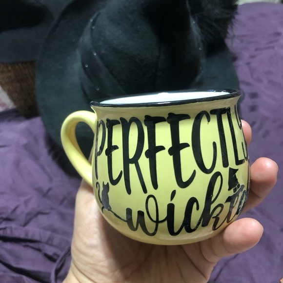 Perfectly Wicked yellow and black Mug- new- cricut vinyl by me- great gift - Picture 8 of 8